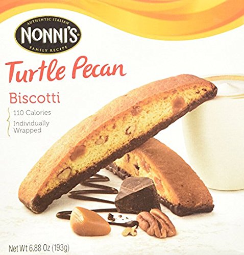 NONNI'S Biscotti Turtle Pecan 6.88 Oz. Box of 8 Individually Wrapped Biscotti (2 Pack)
