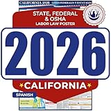 2026 California State and Federal Labor Law Poster - Spanish Version - OSHA Workplace Compliant - All-In-One Mandatory Regulations Required Compliance Posting - 17