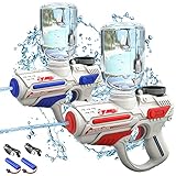 VATOS Elektrische Wasserpistole für Kinder Erwachsene, 2 Stück Wiederaufladbare Wasserpistolen, 26FT Automatische Fastfill Wasser Gun Spielzeug für Jungen Mädchen Sommer im Freien Schwimmbad Strand