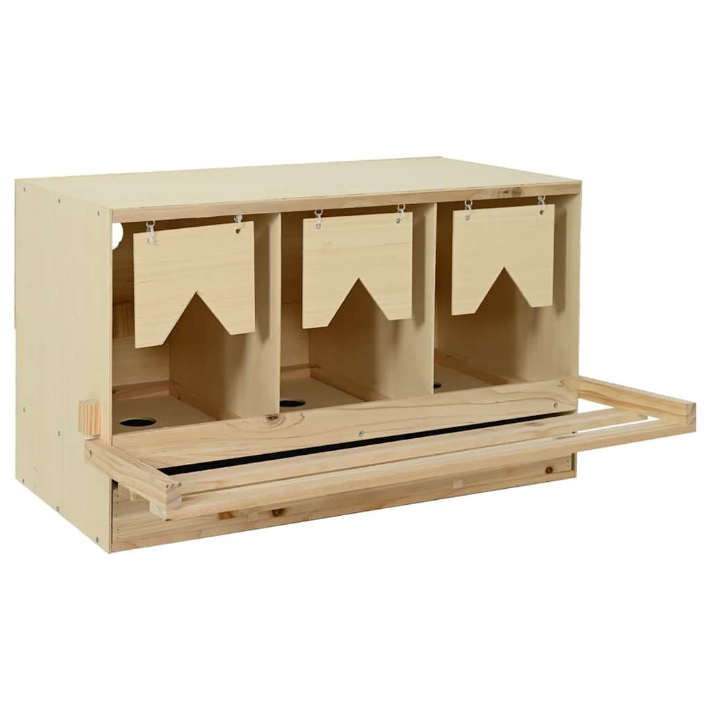 vidaXL Legno Massello di Pino Casetta Cova per Galline 3 Scomparti Tetto Trespolo Pieghevole Nido Uova Pollaio MDF 96x40x65cm Marrone e Naturale