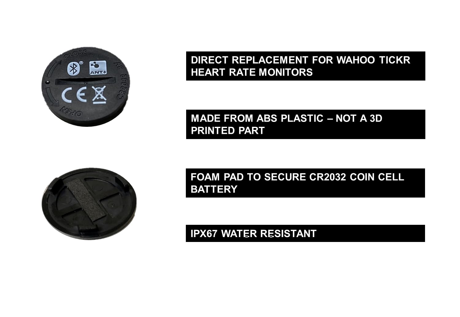 Cardiosport Heart Rate Monitor Battery Dooor Cover | Compatible With Wahoo TICKR, Cardiosport, Peloton, Sigma Heart Rate Monitors, IPX67 Water Resistant
