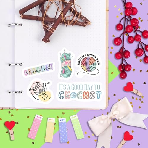 Image of Crochet Stickers and Knitting Stickers for Water Bottle and Laptop - Waterproof Vinyl Yarn Decals Laptop Decals, Gifts for Women & Men