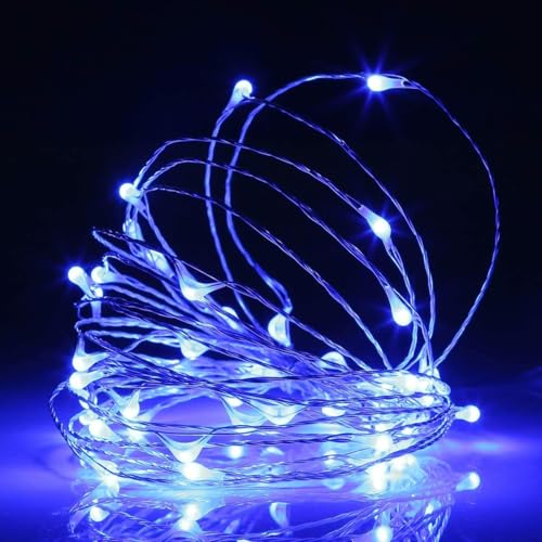 Image of Lexton 10 Meter LED Copper String Light | USB Powered Fairy Lights | Decorative Lights for Diwali, Festival, Home, Balcony & Outdoor Decoration (Blue, Pack of 1)