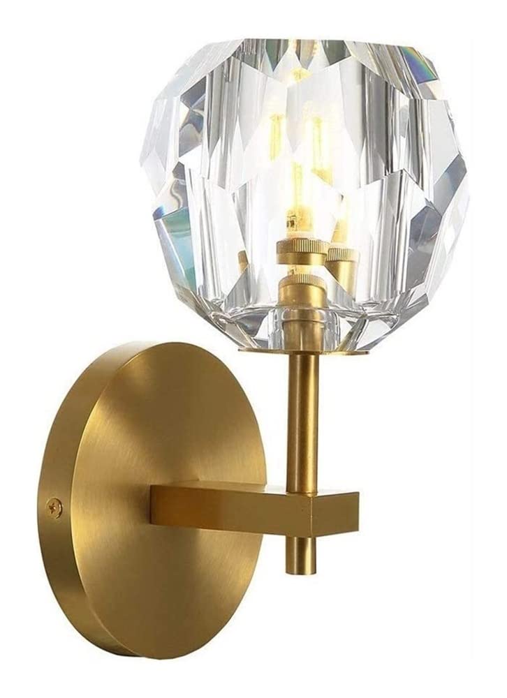 OLSKFUH Wall Lamp, Wall Mount Fixtures Crystal Ball Wall Sconce Brass Material Body Light G9 Rustic Industrial V-Intage Wall Lights Crystal Globe Lampshade Wall Lamp,Indoor Wall,