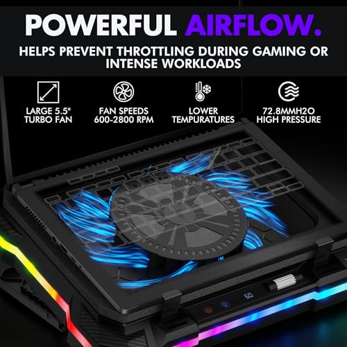 Tilted Nation Gaming Laptop Cooling Pad with USB Hub - Boost Performance, Stay Comfortable - RGB Laptop Cooler Stand with Adjustable Height & Fan Speed, RGB, USB (C + A) Hub, for 15.6" - 19" Laptops - Image 4