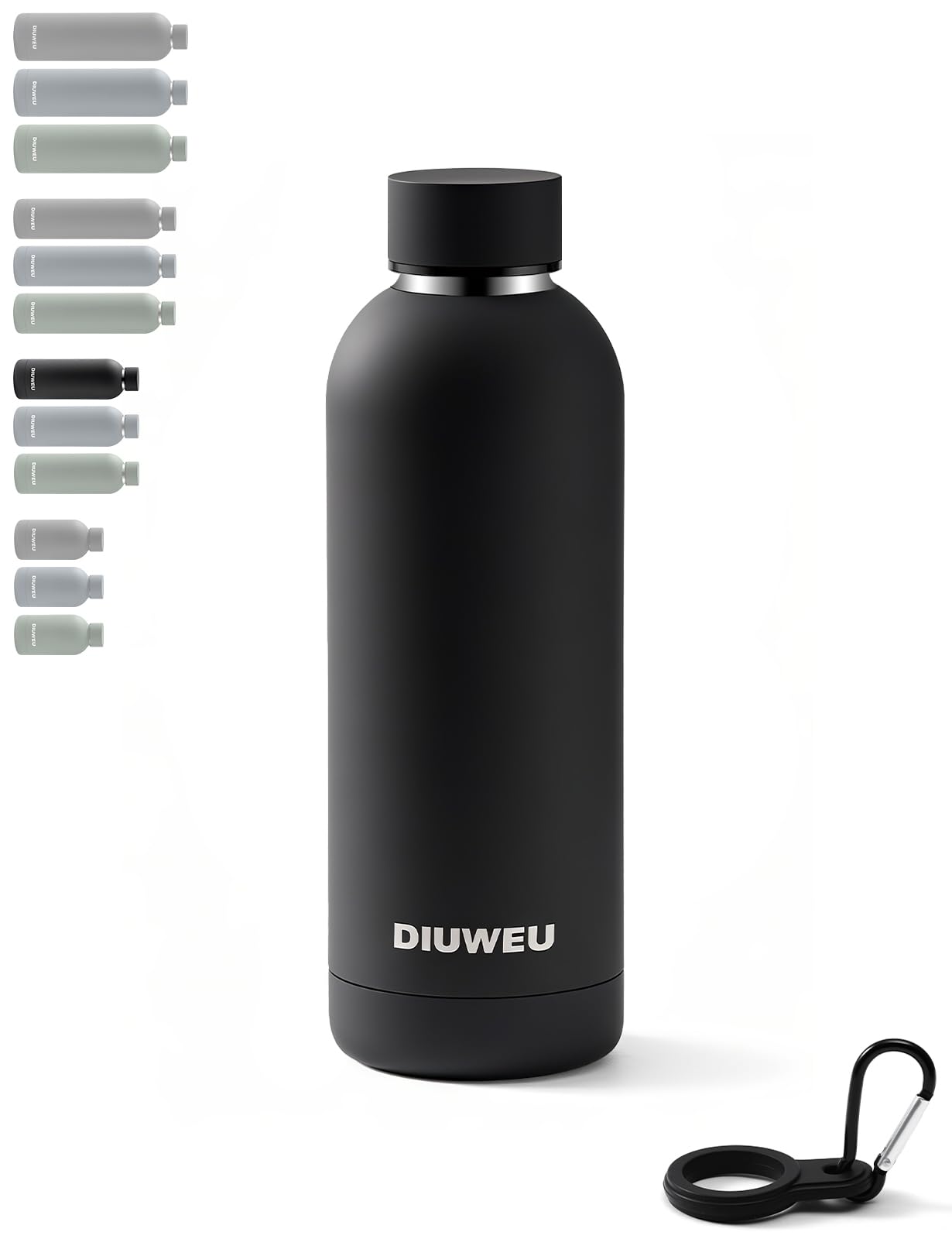 Stainless Steel Water Bottle Double Wall, Insulated Metal Water Bottle with Clip, 350ml/500ml/750ml/1L, BPA Free, 24hrs Cold & 12hrs Hot, Suitable for Sports, Camping, Hiking, Cycling, Gym, Travel
