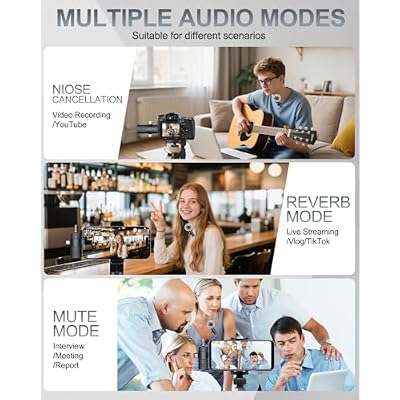 PQRQP 3 in 1 Professional Wireless Lavalier Microphone for iPhone/Android/Camera, Wireless Microphones, Mini Microphone, Crystal Clear Sound Quality for Recording, Live Streaming, Clips-Elegant Black