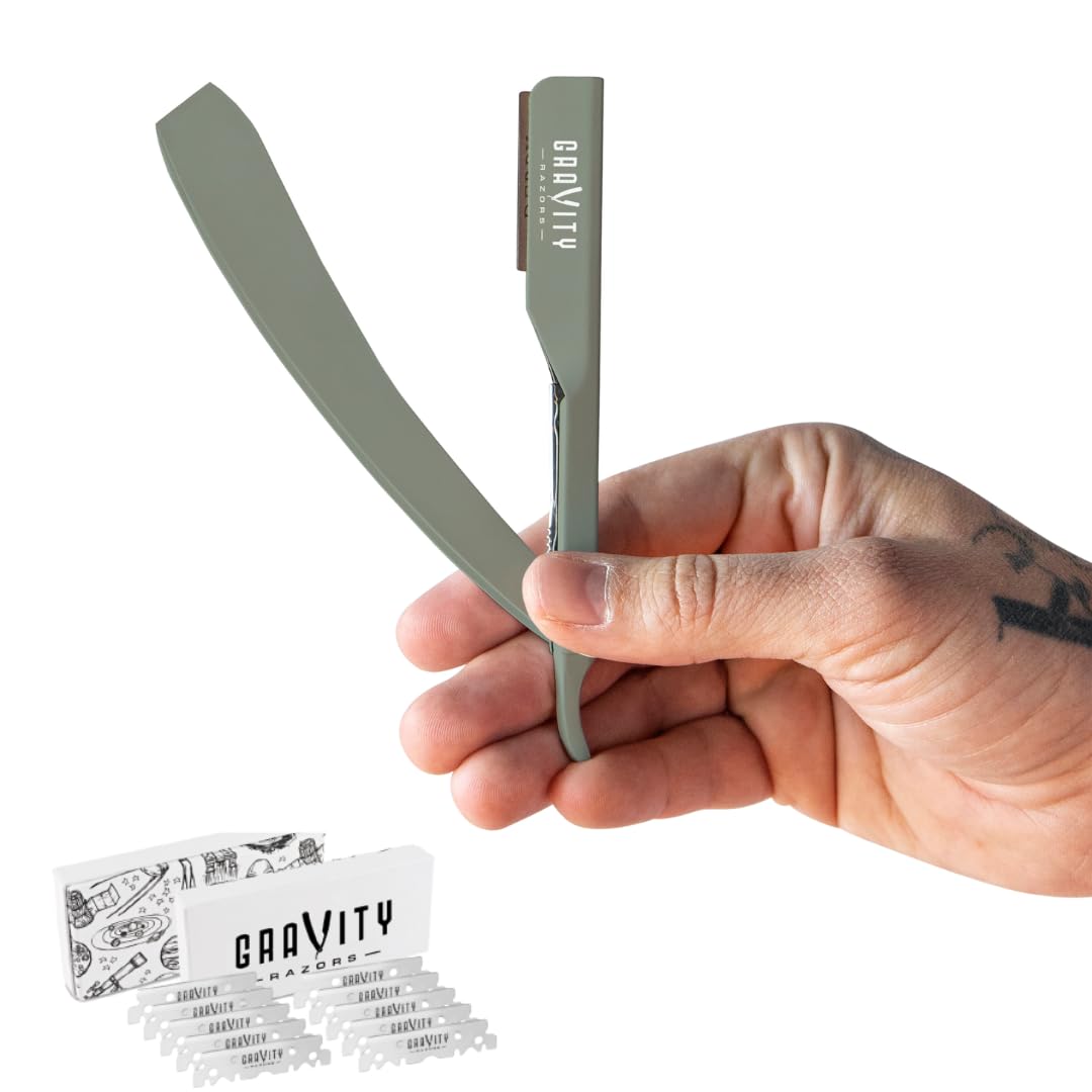 GRAVITY RAZORS Professional Straight Razor Kit Ultra Exposure Includes 10 Premium Blades 2mm Exposed Mint
