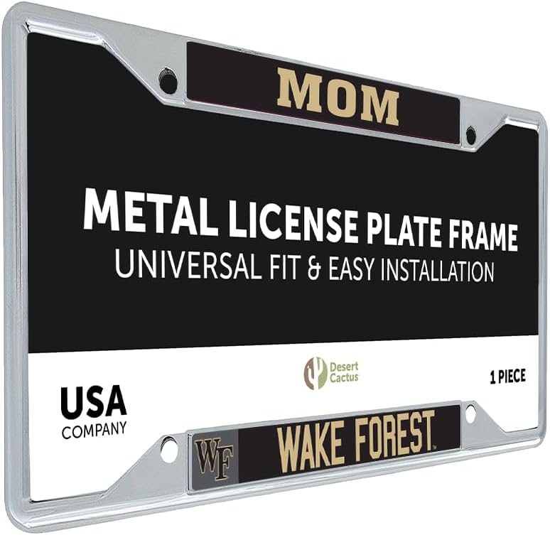 Desert Cactus Wake Forest University License Plate Frame Metal Car Tag Holder for Front or Back of Car Officially Licensed (Dad)