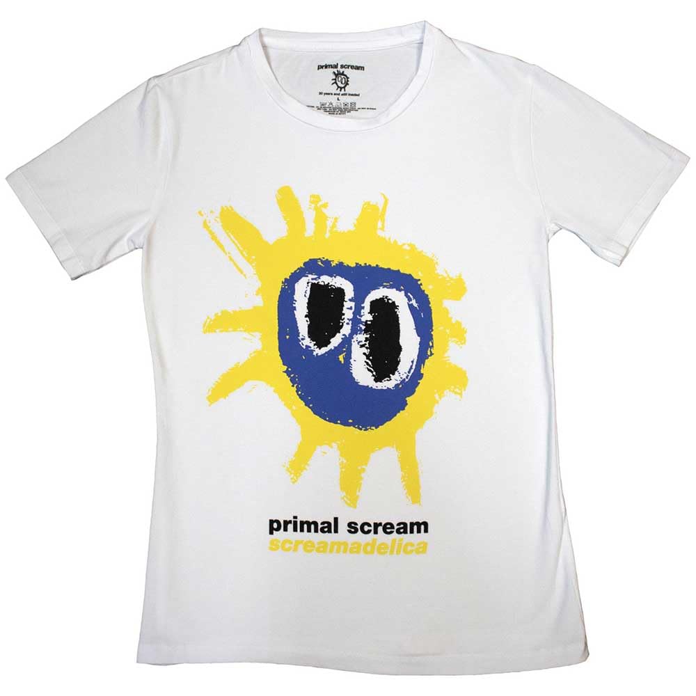 Rock Off officially licensed products Primal Scream Screamadelica Womens Skinny Fit T Shirt L White