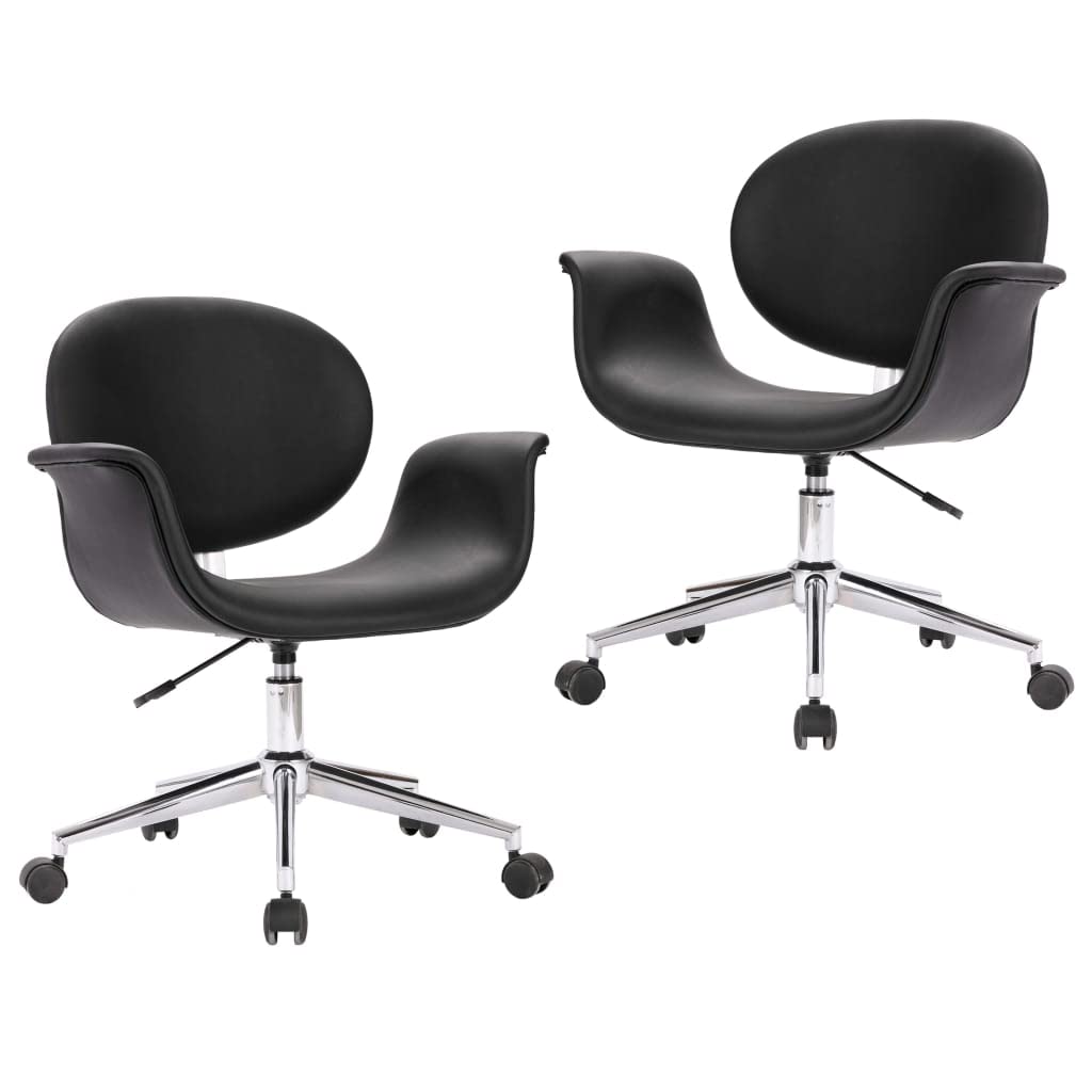 Sillas de cocina, mesa de comedor, sillas de comedor giratorias, 2 unidades, piel sintética negra para salón, cocina, dormitorio