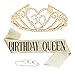 Heyu-Lotus 30 Ans Decoration Anniversaire Femme Couronne Anniversaire Decoration Cadeau Accessoires Happy Birthday Echarpe Anniversaire Femme pour 30 Ans (Or)