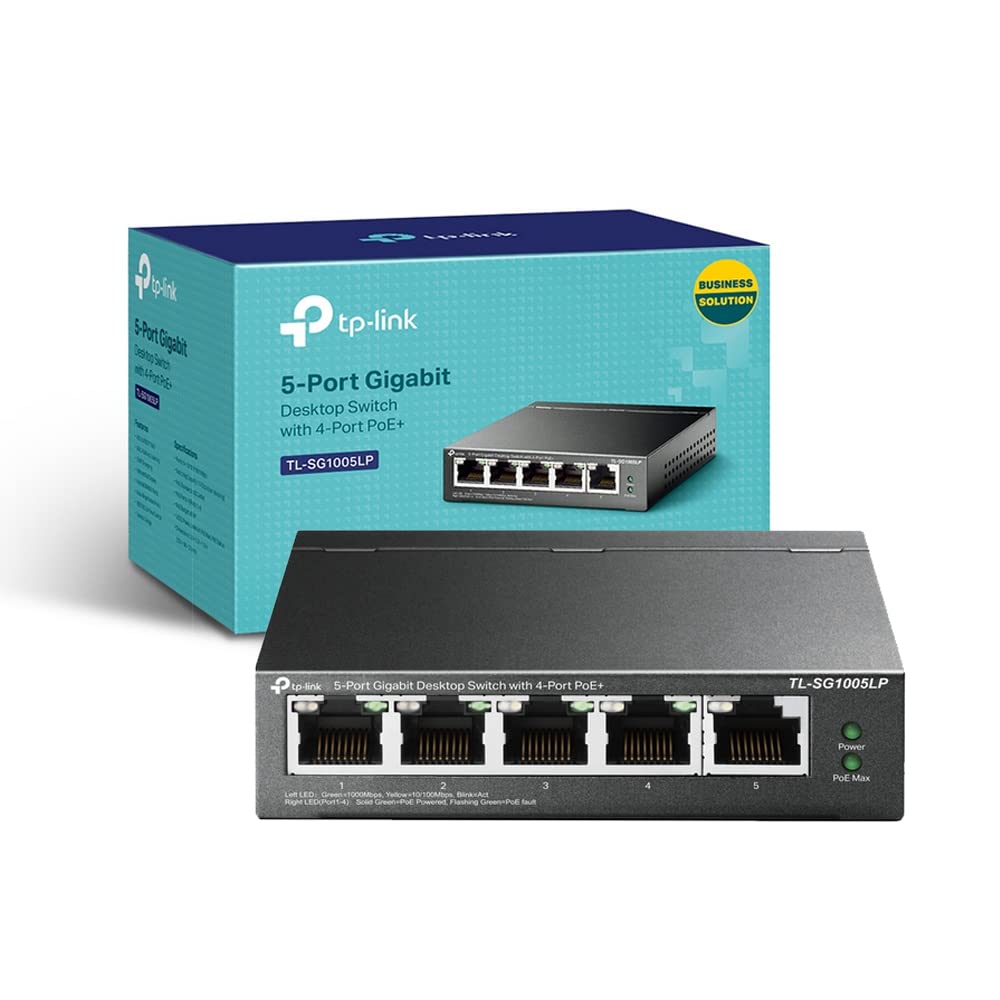 TP-Link TL-SG1005LP Switch Gigabit Ethernet 5 Porte con 4 Porte PoE Fino a 40 W, 5 Porte Gigabit, PoE+, 802.3af/at, Ideale per la Casa e il Ufficio, Sdoppiatore Ethernet, Plug&Play, Montaggio Desktop