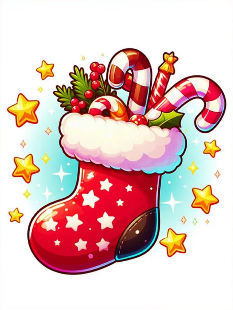 Renqidian Pre Printed Cross Stitch Kits Christmas Stocking 11CT Stamped Embroidery Kit DIY Needlework Art for Adults Beginners Home Decor（40x50 cm）