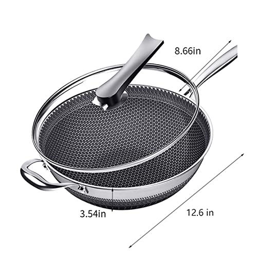 Wok de acero inoxidable con textura de panal 32 cm miniatura 2