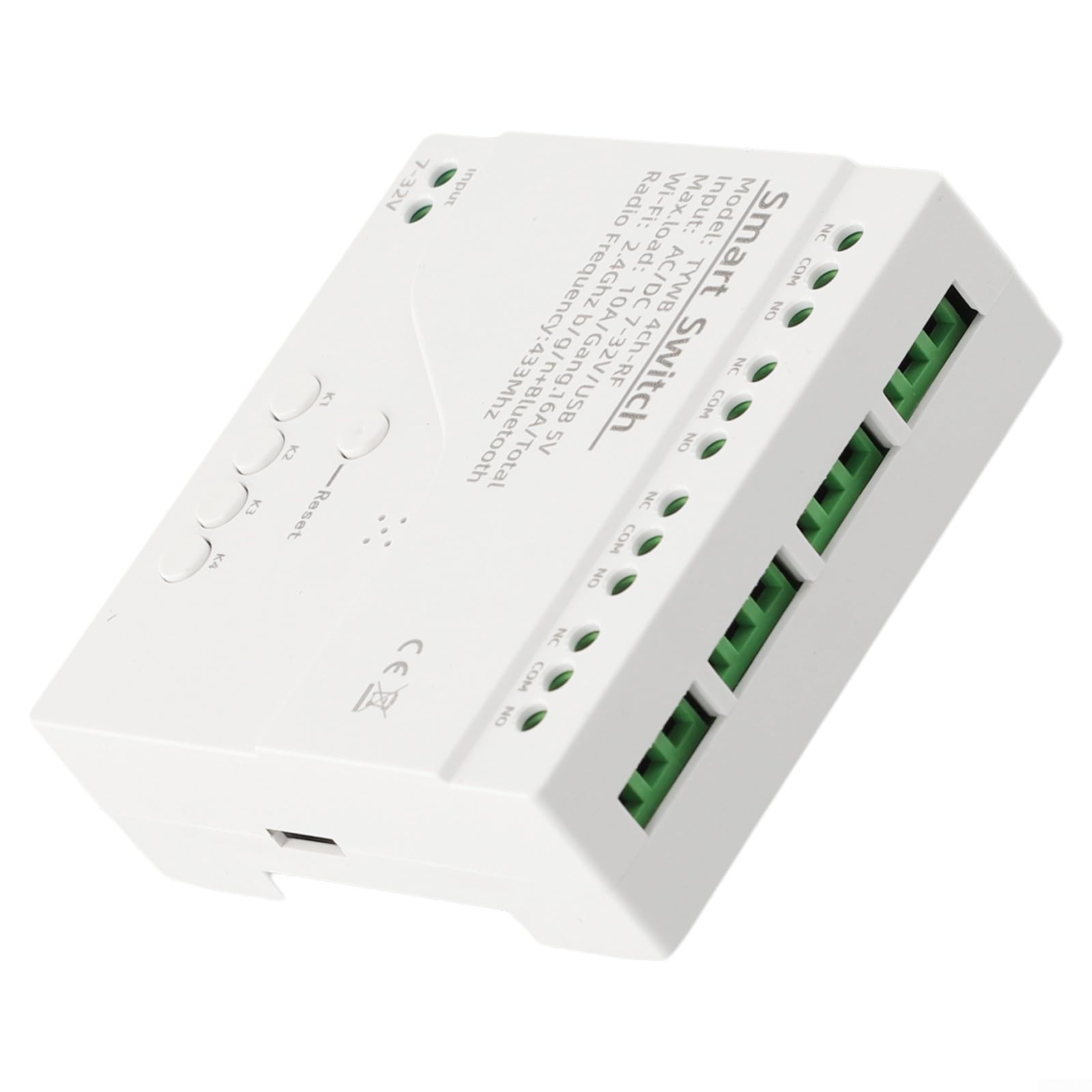 Smart 4CH WiFi RF Relais Modulschalter für Tuya Smart LIFEs, DC 5–32 V AC 85–250 V, Inching selbstsichernde Steuerung, kompatibel mit Google Home Voice (4 CH DC 5–32 V mit Gehäuse)