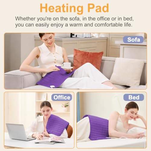 Image of Heating Pad,Electric Heating Pads,Heating Pad for Back,Purple,24x12 Inch | Heating Pads for Shoulder,Neck,Abdomen,Knee,Arms,Legs,Heat Pad for Birthday Father Mother Gift Women Men,6 Heat Settings