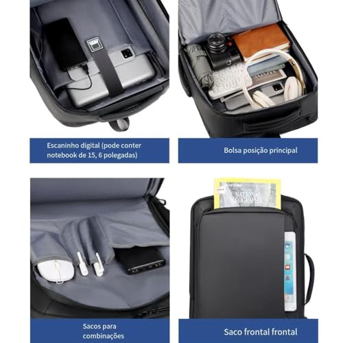 Mochila Masculina Executiva Impermeável para Notebooks de Até 15.6 Polegadas Premium com Backpack,13