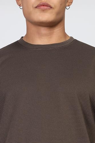 Image of SHODOX Men Oversized T Shirt Solid Dotted Design | Round Neck Loose Fit Drop Shoulder Casual T-Shirt for Men
