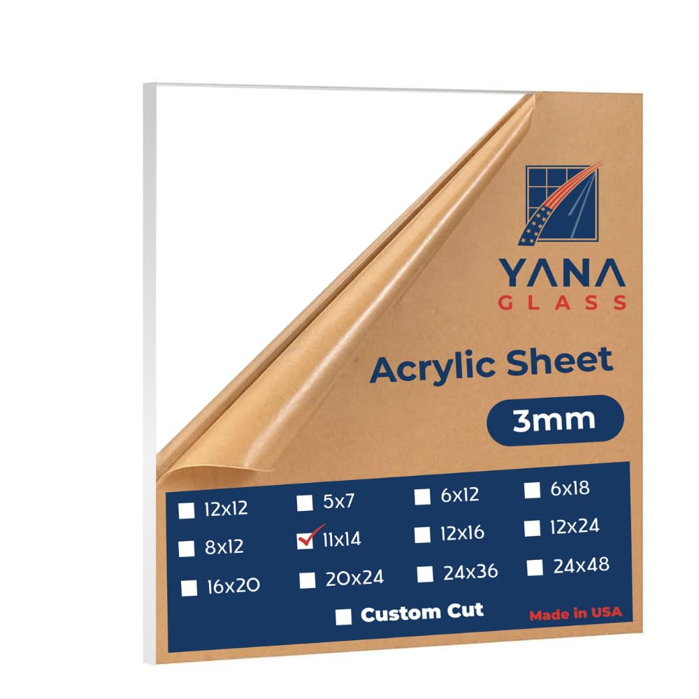 Plexiglass Sheets 1/8″ Thick 3mm – Lexan Clear Acrylic Sheet 11"x14", for DIY Display, Signs, Picture Frames, Crafts –Transparent Plastic Panel for