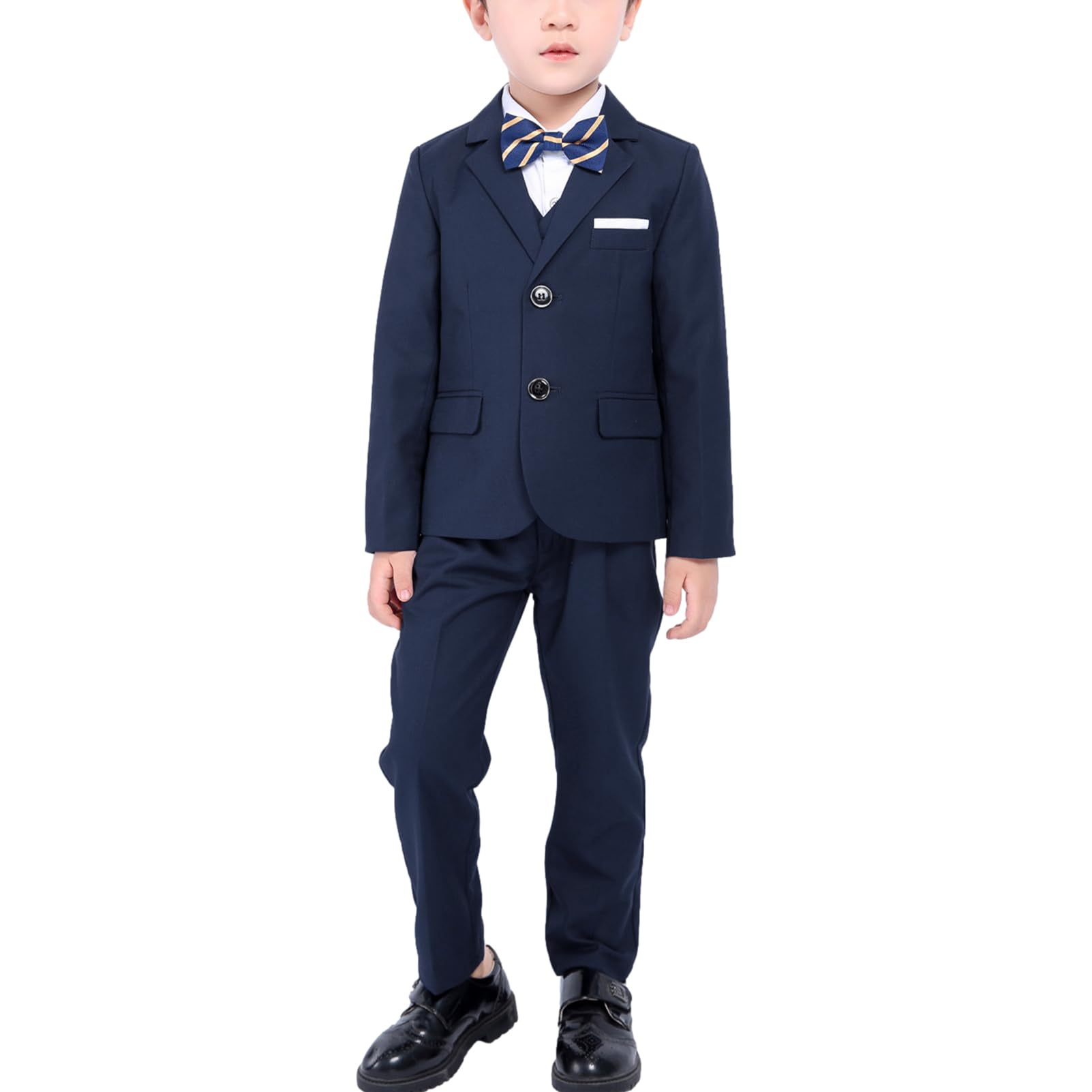 amropi Completo Elegante per Bambino Ragazzi Formale Set 4 Pezzi Blazer Giacca + Pantaloni + Camicia + Papillon Abito da Sposa da 1-13 Anni