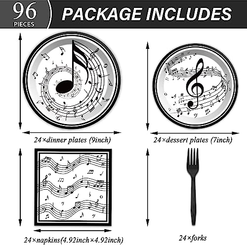 Image of Musical Note Plates Napkins Music Themed Party Tableware Musical Notes Dinnerware Disposable Paper Plates for Baby Shower Music Concert Birthday Karaoke Party Supplies 24 Guests