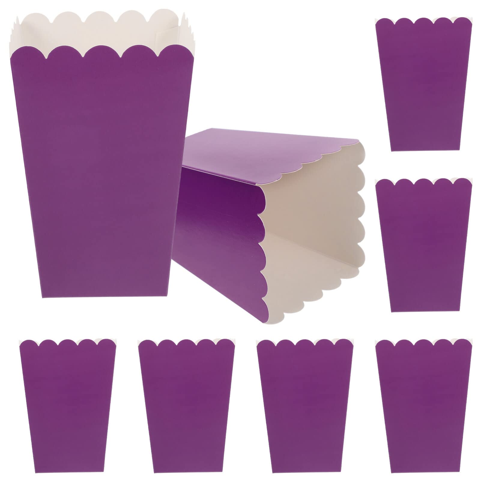 BESTonZON Popcorn Buckets Movie Theater Popcorn Boxes 50PCS Disposable Purple Snack Box Concession and Carnival Party Supplies Individual Popcorn Bucket Containers