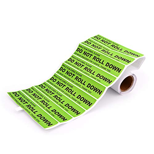 Ehdis 200 Warning Labels, Do Not Roll Down Warning Peel And Stick Labels 5"X1" For Windows Film Curing Process Professional Tinter - Green #TOP7