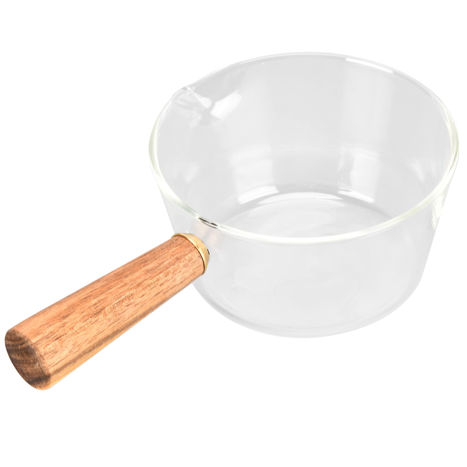 Mini Rondelek, Szklany Garnek Do Mleka O Pojemności 400/600 Ml Nieprzywierający Podgrzewacz Do Masła Z Dziobkami Mały Tygiel Z Drewnianą Rączką(400ML)