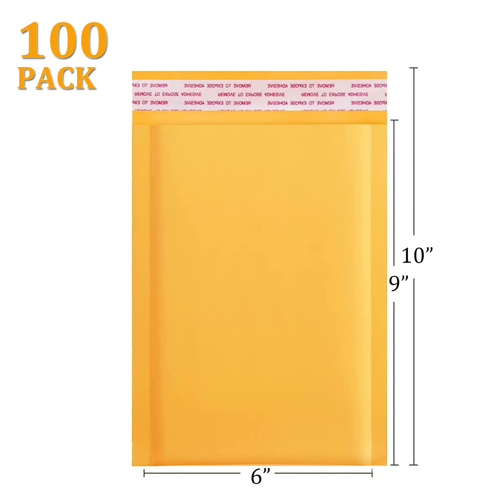 FCLMHD Kraft Bubble Mailers 6 x 25 cm, 100 szt. żółtych wyściełanych kopert, pakiety pocztowe dla małych firm, samouszczelniające, odporne na rozdarcie, butikowe torby wysyłkowe na biżuterię, artykuły