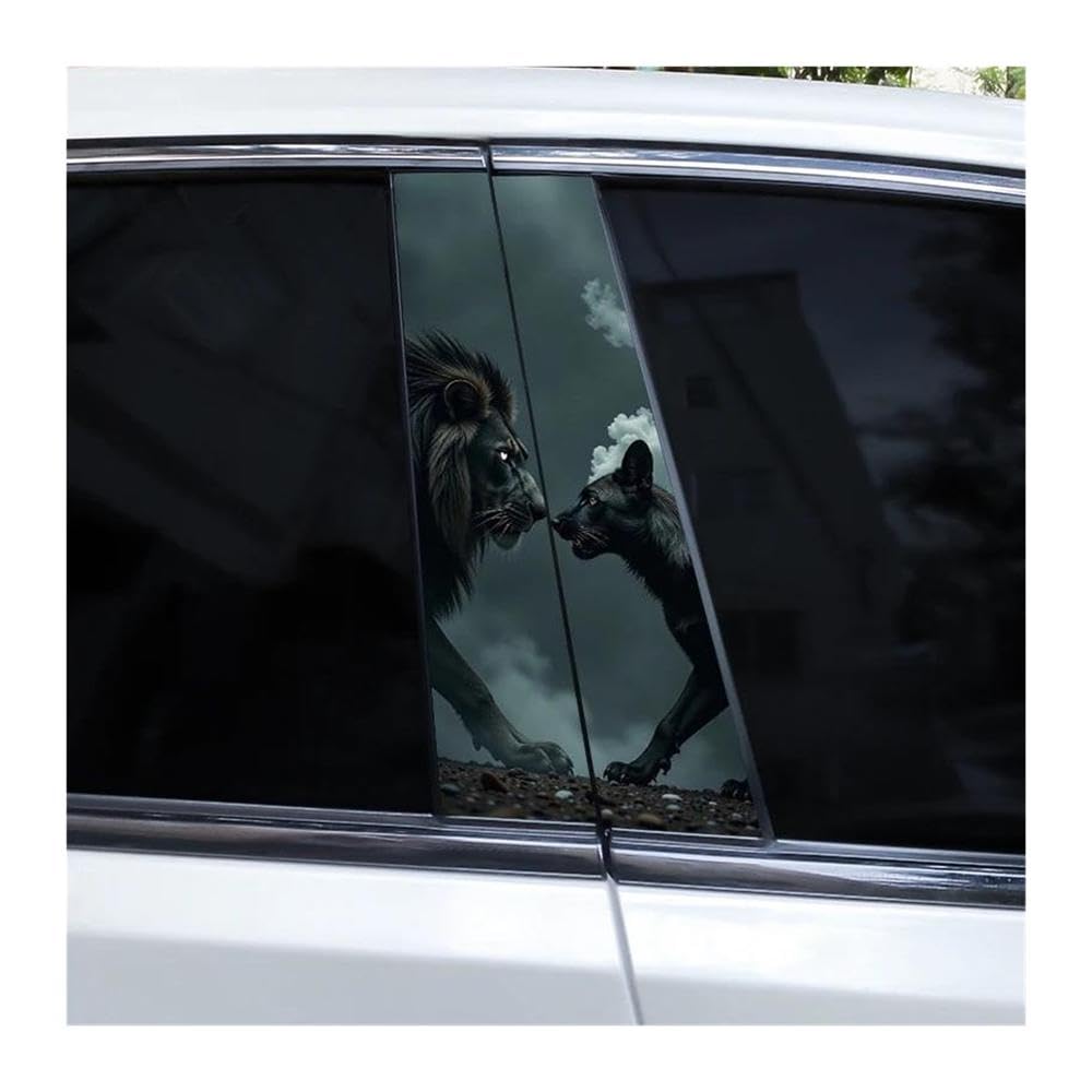 Decorative Items 1pair Animal Lion Car Door Pillar Sticker DIY Car B Pillar Vinyl Sticker(M)