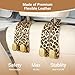 Car Seat Headrest Hook, 2 Pack Leopard Print Universal Car Purse Hooks, Double Metal Hooks with Leather Cover for Cars to Hang handbags, grocery bags, Coat, Car Seat Back Storage Hooks for Women, Men