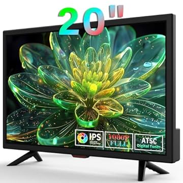 Jexiop TV de 20 polegadas, ângulos de visão completos 1080P HD, pequena cozinha montada na parede digital TV-HDMI/portas USB, entrada de adaptador de corrente dupla DC-12V e CA para a sua caravana e