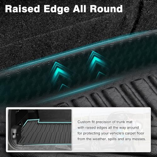 Image of Mixsuper Cargo Liner for Rivian R1S 2022-2024 2025, All Weather Trunk Mat for R1S Accessories Anti-Slip Trunk Liner Rear Cargo Mat Black