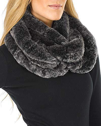The Frosted Black Knit Rex Rabbit Fur Infinity Scarf3