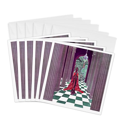 Carte de voeux princesse rouge foncé pour décorer un couloir élégant