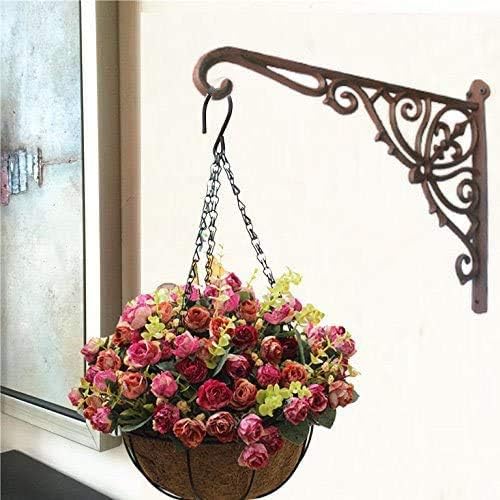 Cast Iron Hanging Hook Bracket Wall Hanger 12" Deep Outdoor Indoor Durable Wall Hanging Bracket Hooks for Pots Basket Bird Feeder Wind Chime Lanterms Hanger Hardware Bracket