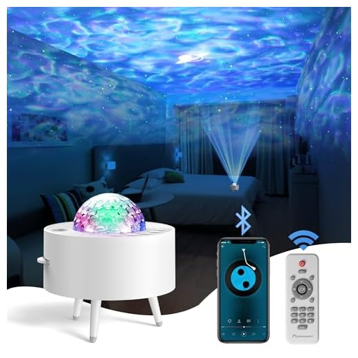 Lumoonosity Ocean Wave Projector – Water Light Projector for Bedroom, Kids Room Decor – Ocean Galaxy Night Light with Speaker - Starry Light with 9 Planet, Star, Water Wave Effect