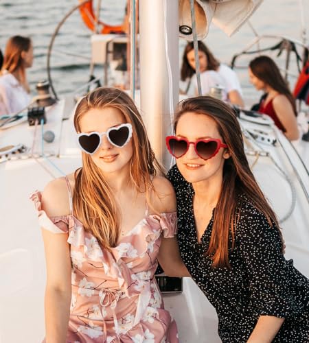 FEISEDY Love Heart Shaped Sunglasses for Women Trendy Retro Cat Eye Mod Style Stylish Glasses B23362