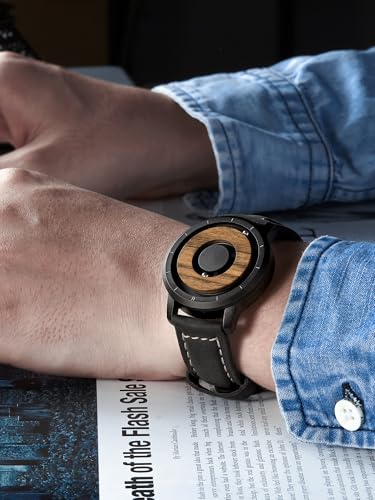 EUTOUR-Mens-Watches-Men-Wooden-Watches-Magnetic-Watches-Analogue-Mens-Swiss-Quartz-Watch-Natural-Wood-Case-Stainless-Steel-MeshResin-Strap-40mm