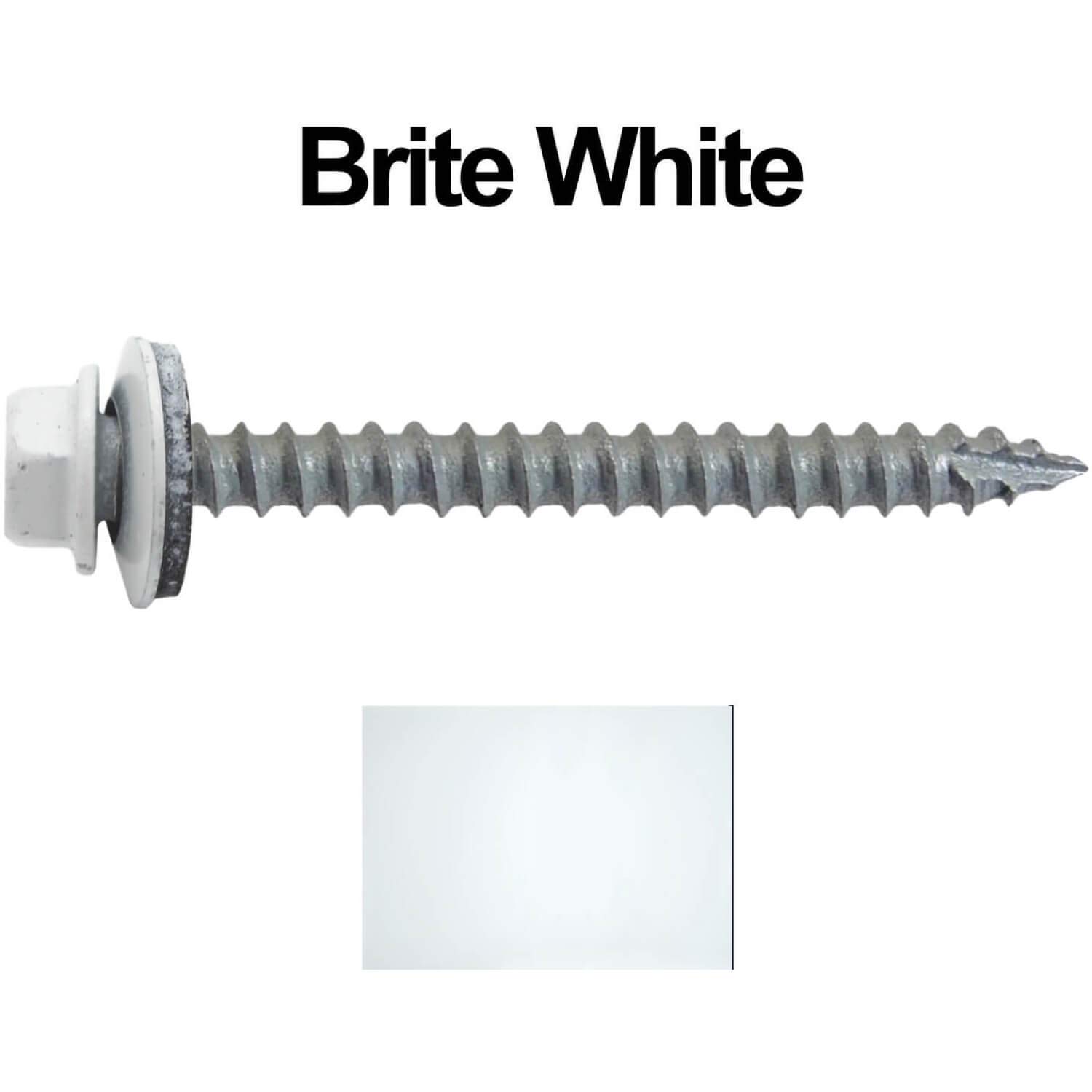 Viti per coperture in metallo #14: (250) viti x 2-1/2" BRITE BIANCO testa esagonale per tetto in lamiera. Avviamento automatico/maschiante viti da metallo a lamiera con rondella EPDM. per coperture