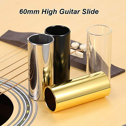 KKmoon 1 PC 60 MM Alta Barra de Corrediça Da Guitarra De Metal Em Aço Inoxidável/Vidro Dedo Slides p