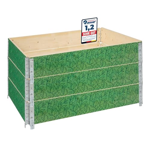 Garronda Jardinera Elevada de Madera con Diseño – Huerto Urbano para Plantas, Flores, Hierbas, Frutas y Verduras, Caja de Almacenamiento con Impresión Decorativa GD-0075 (Hoja con Fondo, 3 pzs)