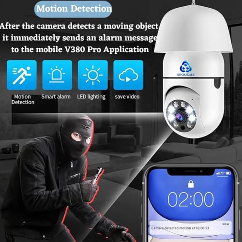 Image of 5MP Wi-Fi CCTV Camera for Home Indoor, 360� Auto Rotation, Color Night Vision, 24 /7 Surveillance, Two-Way Audio, Compatible with All Indian Electric Holders