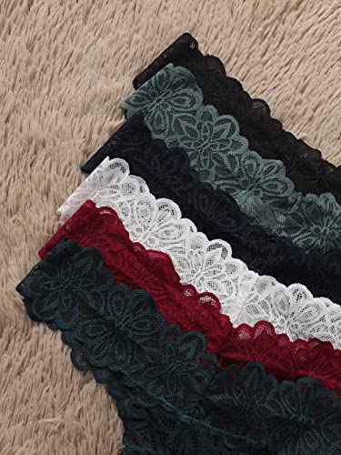 Soly Hux Women's 6 Piece Floral Lace Scalloped Trim Thongs Underwear Panties Sexy Panty Multicoloured S #TOP2