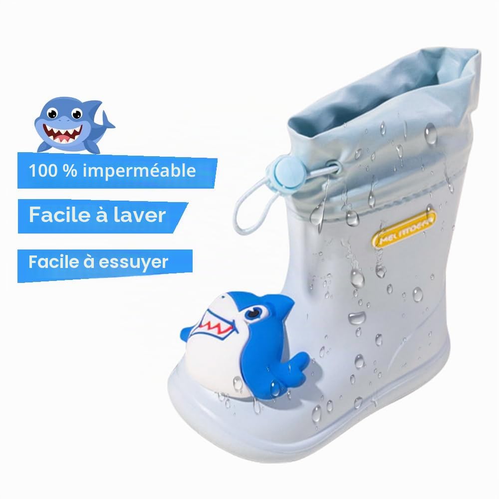 DRECAGE Bottes de Pluie Bottes de Wellington Mixte Enfant pour Fille et Garçon imperméable antidérapant Chaussures de Pluie en Caoutchouc à l'extérieur