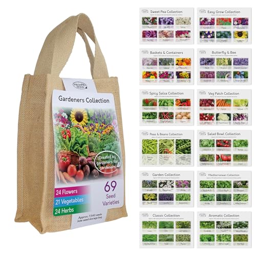 Pronto Seed Grow Your Own Kit – 69 Varieties of Herb, Vegetable & Flower Seeds – Complete Garden Starter Set in Natural Jute Bag for Indoor & Outdoor Gardening Pronto Seed Grow Your Own Kit – 69 Varieties of Herb, Vegetable & Flower Seeds – Complete Garden Starter Set in Natural Jute Bag for Indoor & Outdoor Gardening