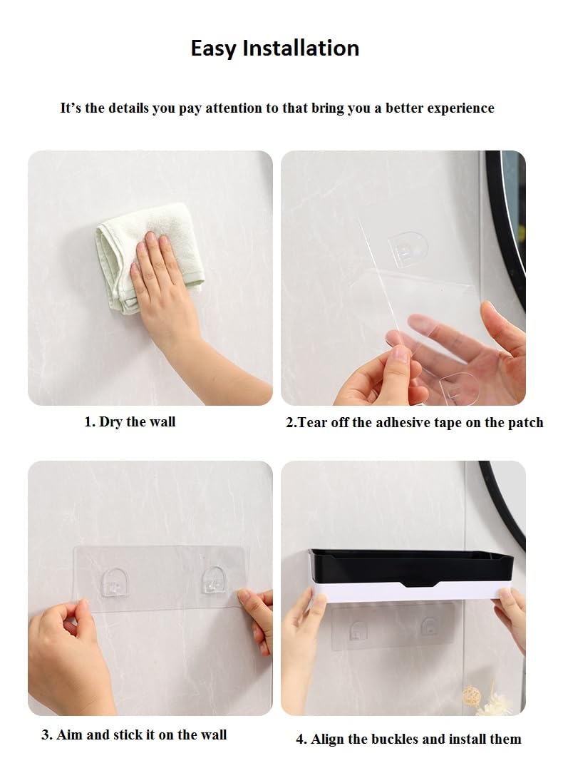 TORMUND Wall Mounted Adhesive Bathroom Shelf/Shampoo, Conditioner, Cosmetic, Bathroom Accessories Storage Wall Organizer Bathroom Shelves 4