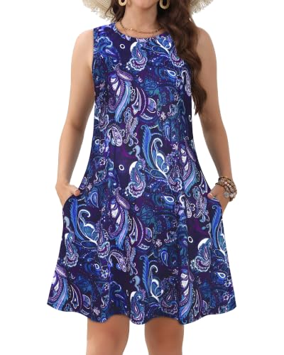 Image of JOLIGAL Womens Summer Dresses Casual Sleeveless Tshirt Sundress Beach Cover Up with Pockets Loose Tank Dress 2026
