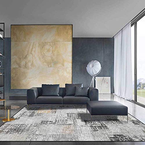 Tapis moderne abstrait chic noir et gris 160 x 180 cm de haute qualité